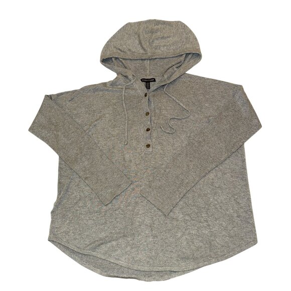 EILEEN FISHER Viscose Rayon Spandex Blend Grey Hooded Sweater